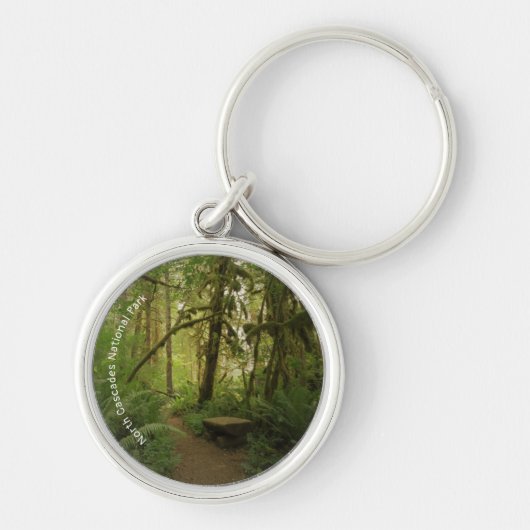 Peaceful Green Forest Trail in Washington Sleutelhanger (Voorkant)