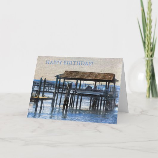 Peaceful Harbour scene - Happy Birthday Feestdagen Kaart (Voorkant)