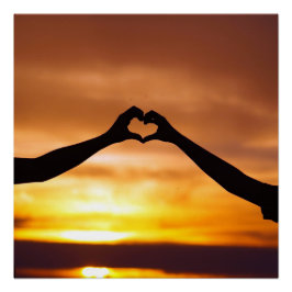 Peaceful Heart Sunset Glossy Perfect Poster