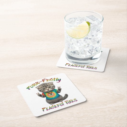 Peaceful Hippie Boho Kitten Vibes Kartonnen Onderzetters (Insitu)
