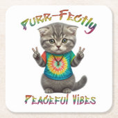 Peaceful Hippie Boho Kitten Vibes  Kartonnen Onderzetters (Voorkant)