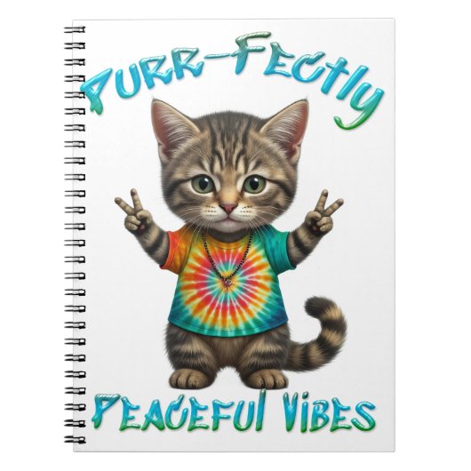 Peaceful Hippie Boho Kitten Vibes Notitieboek (Voorkant)