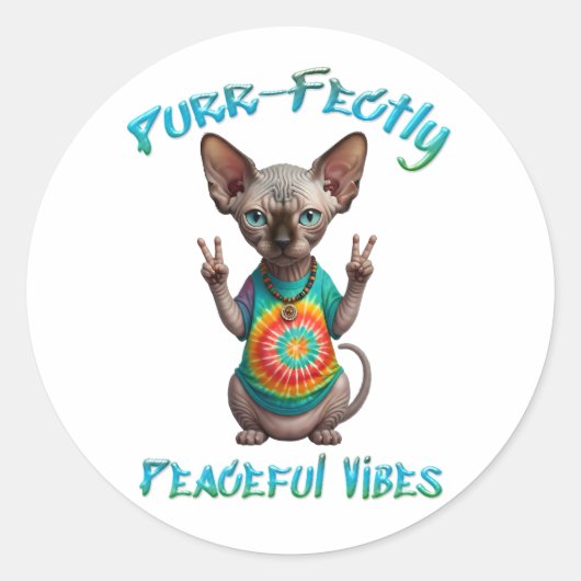 Peaceful Hippie Boho Kitten Vibes Ronde Sticker (Voorkant)