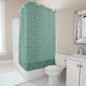 Peaceful Holiday Curtain Retro Pastel Bathroom Douchegordijn (In situ)