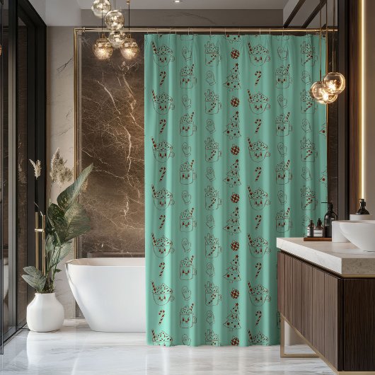 Peaceful Holiday Curtain Retro Pastel Bathroom Douchegordijn
