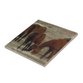 Peaceful Horse Herd Grazing Samen Western Tegeltje (Zijkant)