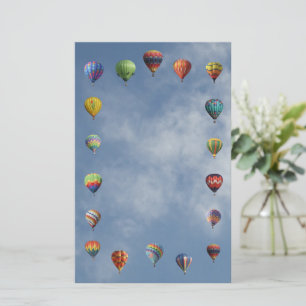 Peaceful Hot Air-ballonnen Border Blue Cloudy Sky Briefpapier