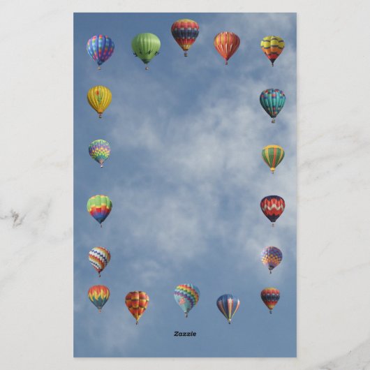 Peaceful Hot Air-ballonnen Border Blue Cloudy Sky Briefpapier (Achterkant)