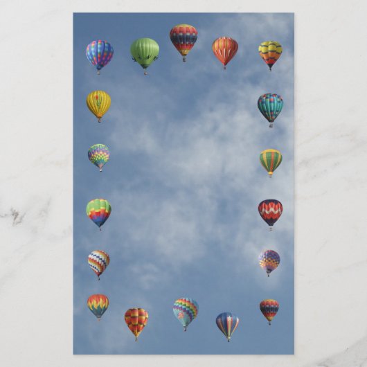 Peaceful Hot Air-ballonnen Border Blue Cloudy Sky Briefpapier (Voorkant)