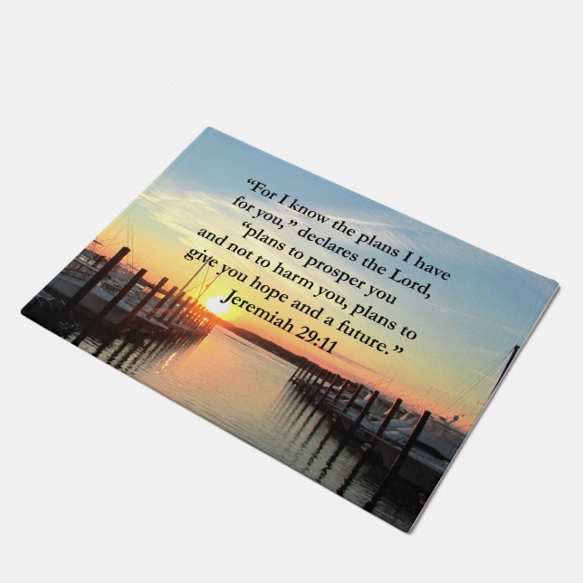 PEACEFUL JEREMIAH 29:11 SUNSET DEURMAT (Schuin)