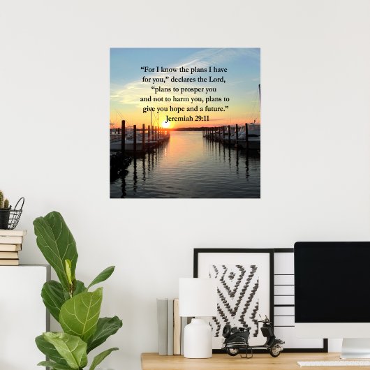 PEACEFUL JEREMIAH 29:11 SUNSET POSTER (Thuiskantoor)