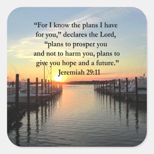 PEACEFUL JEREMIAH 29:11 SUNSET VIERKANTE STICKER (Voorkant)
