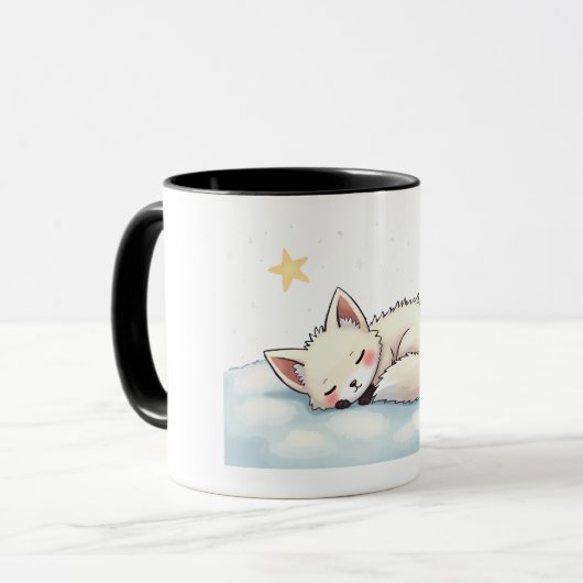 Peaceful Kawaii Arctic Fox Starry Night Winter Mok (Voorkant links)