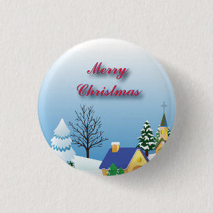 Peaceful kerstkerk Amazing Calm Fab Ronde Button 3,2 Cm