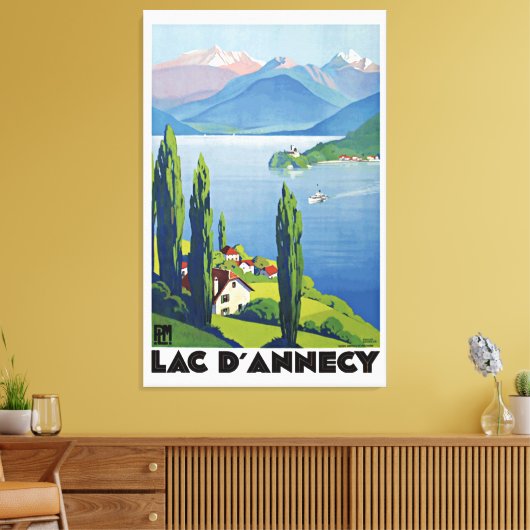 Peaceful Lake Annecy  France Travel Poster Canvas Afdruk (Insitu (Woonkamer))