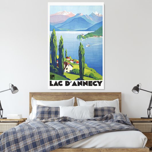 Peaceful Lake Annecy  France Travel Poster Canvas Afdruk (Insitu (Slaapkamer))