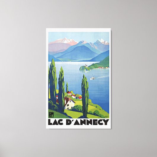 Peaceful Lake Annecy  France Travel Poster Canvas Afdruk (Voorkant)