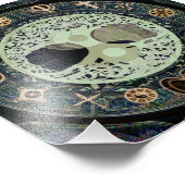 Peaceful Living Retro Yin Yang met boom of Life Foto Afdruk (Hoek)