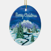 Peaceful Log Cabin Keramisch Ornament (Rechts)