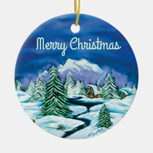 Peaceful Log Cabin Keramisch Ornament (Voorkant)