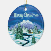 Peaceful Log Cabin Keramisch Ornament (Links)