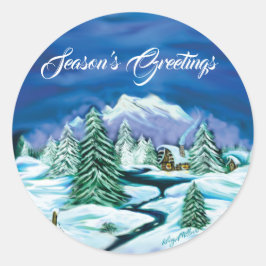 Peaceful Log Cabin Ronde Sticker