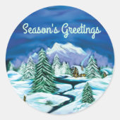 Peaceful Log Cabin Ronde Sticker (Voorkant)