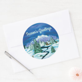 Peaceful Log Cabin Ronde Sticker