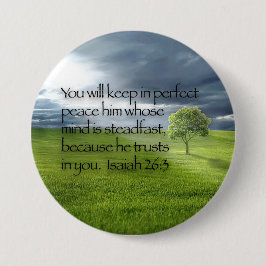 Peaceful Lone Tree Bijbel Verse Isaiah 26:3 Ronde Button 7,6 Cm