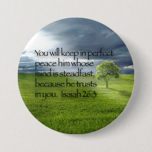 Peaceful Lone Tree Bijbel Verse Isaiah 26:3 Ronde Button 7,6 Cm