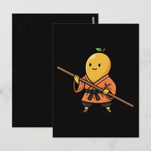 Peaceful Mango Shaolin Monk Warrior Staff Briefkaart (Voorkant / Achterkant)