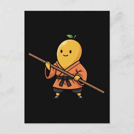 Peaceful Mango Shaolin Monk Warrior Staff Briefkaart (Voorkant)