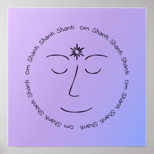 Peaceful Meditation Om Shanti Paars Blue Print