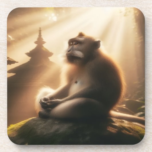 Peaceful Monkey Beverage Coaster Bier Onderzetter (Voorkant)