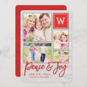 Peaceful Monogram Holiday Photo Collage Card Feestdagenkaart (Voorkant / Achterkant)