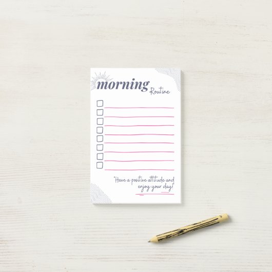 Peaceful Morning Routine Checklist Art Post-it® Notes (Op bureau)