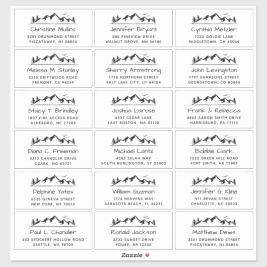 Peaceful Mountain Large Weddenschap Adres Sticker (Vel)