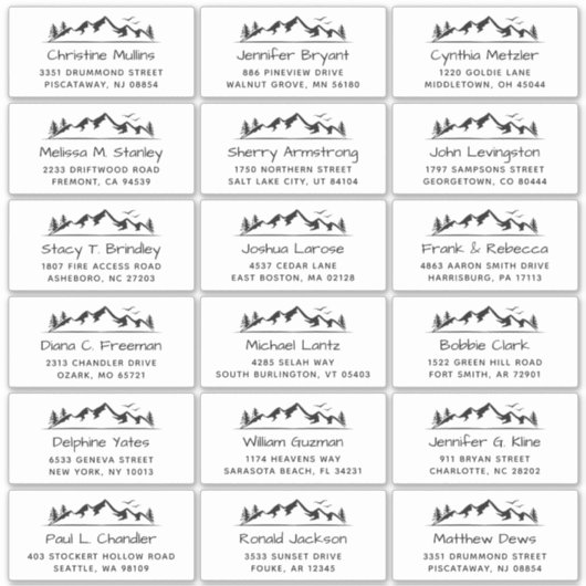 Peaceful Mountain Large Weddenschap Adres Sticker (Voorkant)