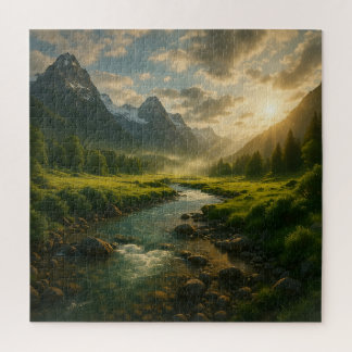 Peaceful Mountain River Landscape Jigsaw Puzzle Legpuzzel
