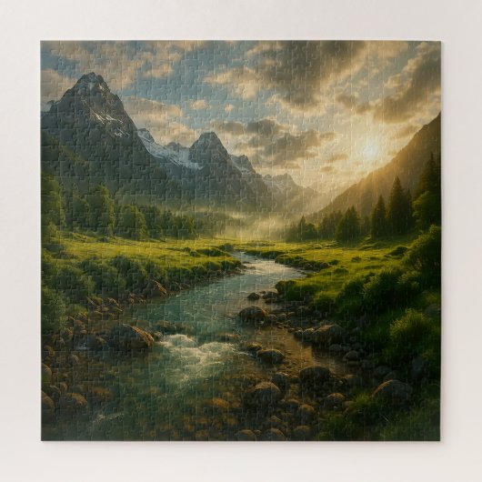 Peaceful Mountain River Landscape Jigsaw Puzzle  Legpuzzel (Verticaal)