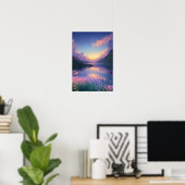 Peaceful Mountain Sunset Poster (Thuiskantoor)