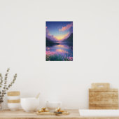 Peaceful Mountain Sunset Poster (Keuken)