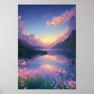 Peaceful Mountain Sunset Poster