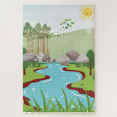 Peaceful Nature River Puzzle – Whimsical Landscape Legpuzzel (Verticaal)