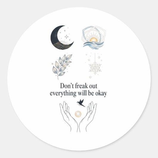 Peaceful Night Moonlight Uplift_ Insred Gentle Art Ronde Sticker (Voorkant)