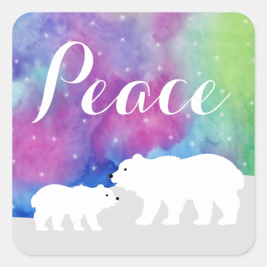 Peaceful Northern Lights Holiday Stickers (Voorkant)