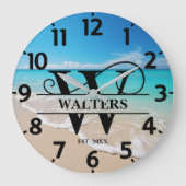 Peaceful Ocean Beach W Monogram Grote Klok (Voorkant)