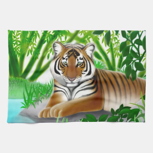 Peaceful Oerwoud Tiger Kitchen Towel Theedoek (Horizontaal)