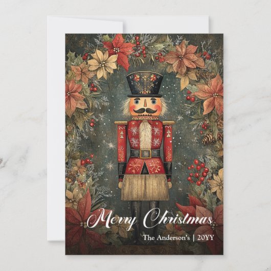 Peaceful old fashioned Christmas nutcracker Feestdagenkaart (Voorkant)