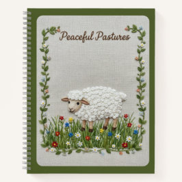 Peaceful Pastures Embroidered Sheep Nature Journal Notitieboek